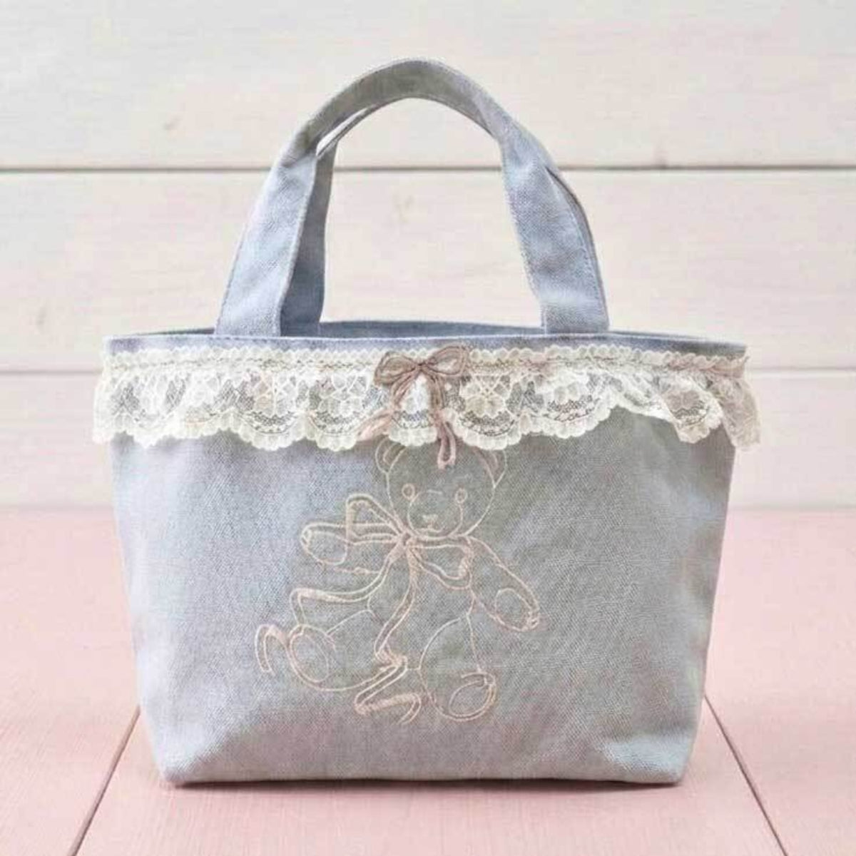 Teddy Petit Lace Tote - BLUE