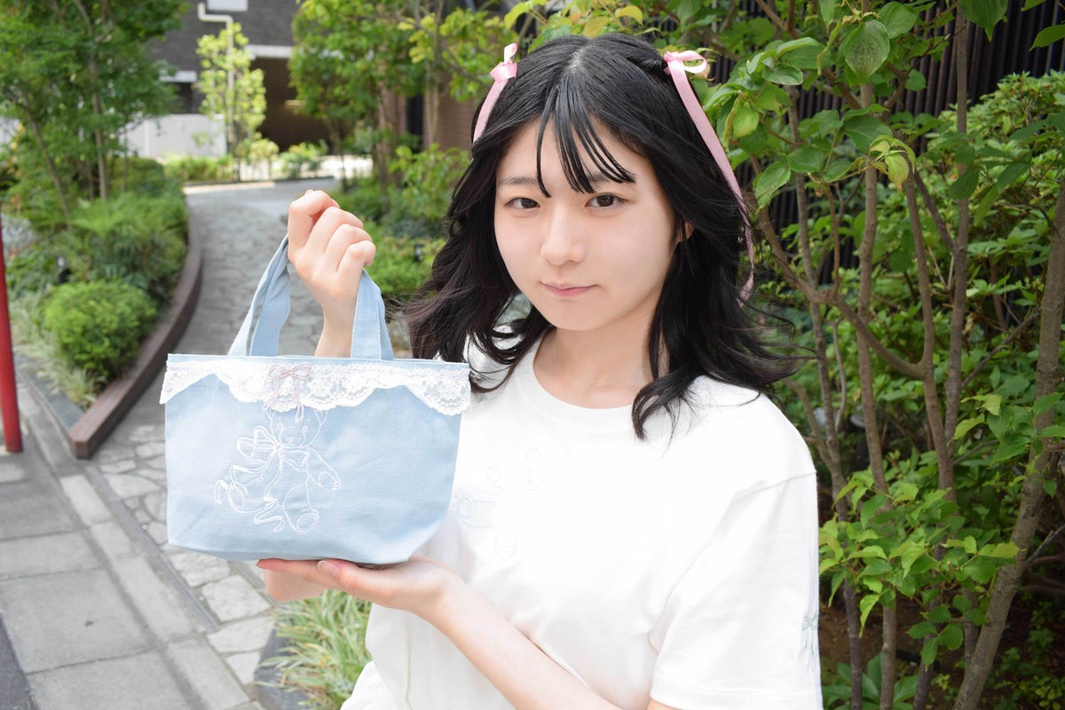 Teddy Petit Lace Tote - BLUE