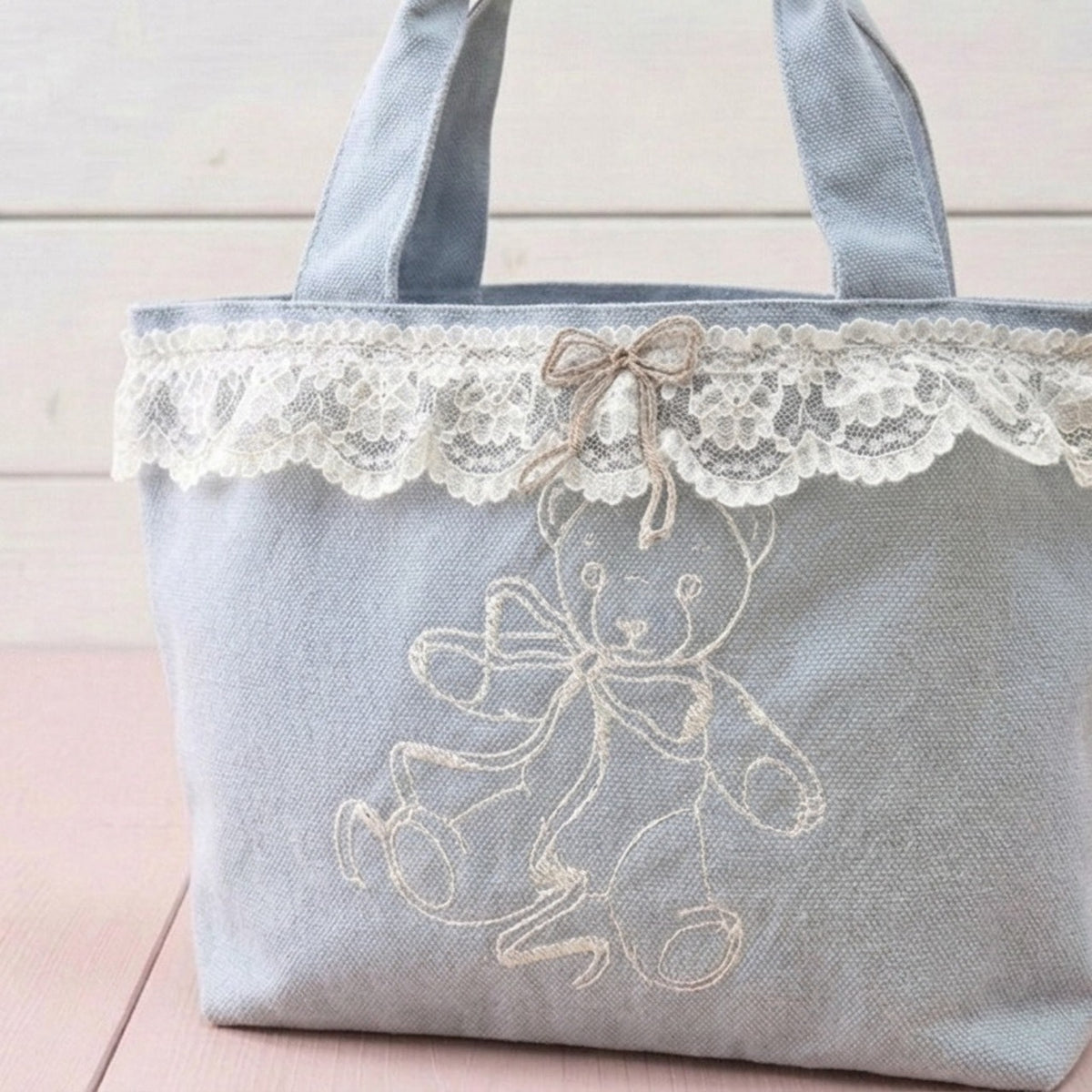 Teddy Petit Lace Tote - BLUE
