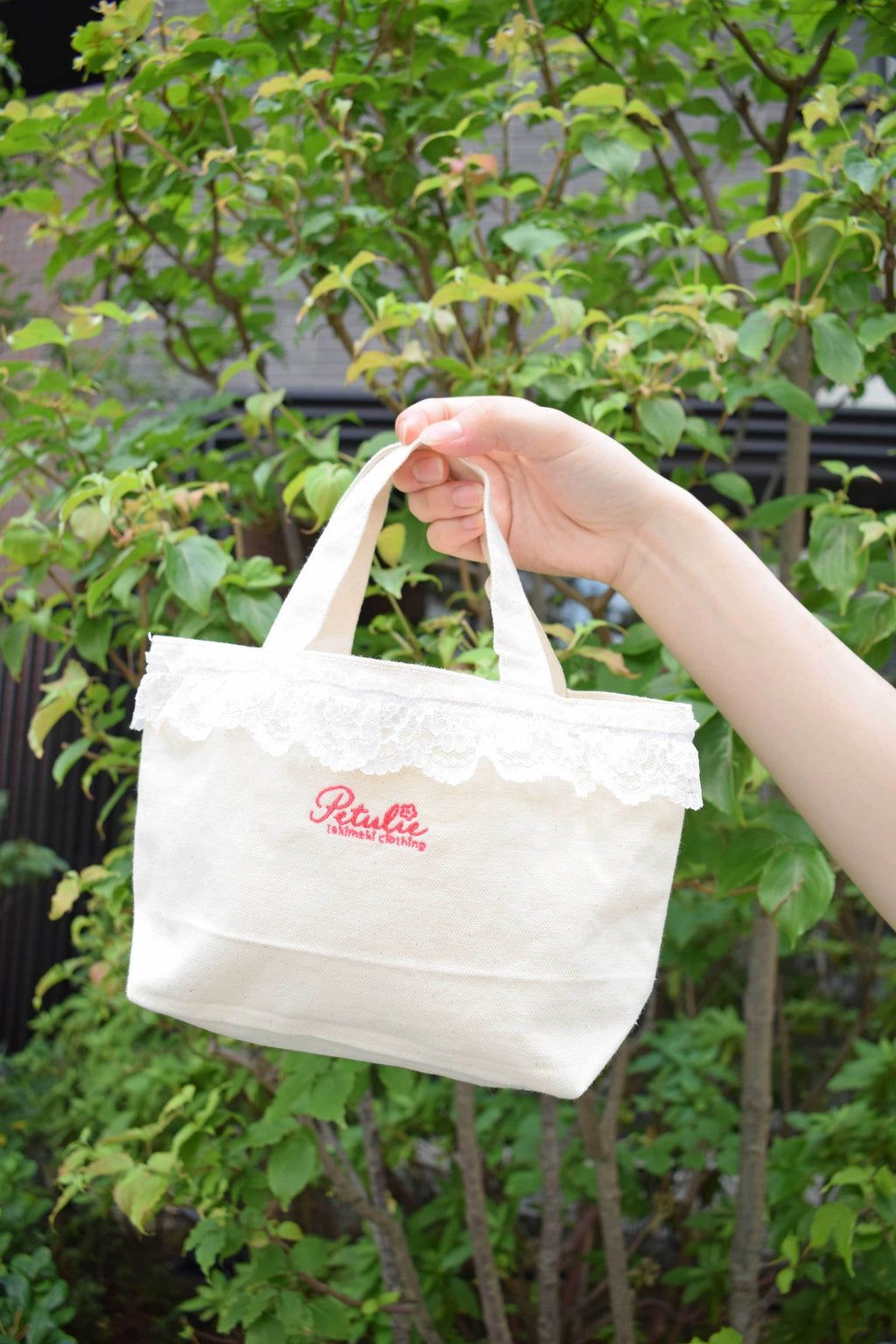 Teddy Petit Lace Tote - NATURAL