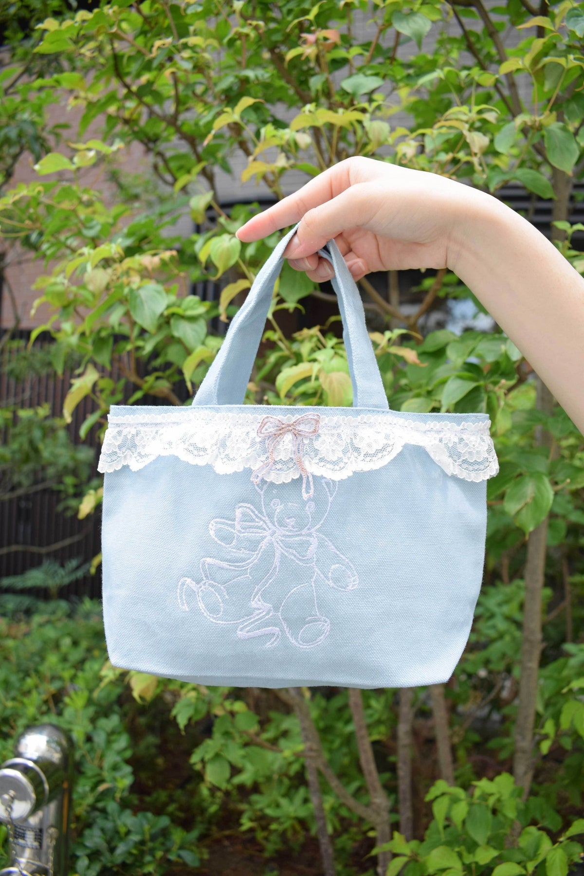 Teddy Petit Lace Tote - BLUE