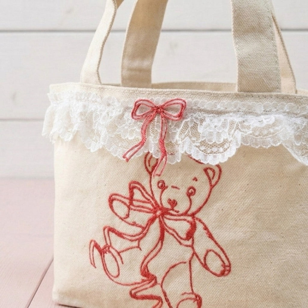 Teddy Petit Lace Tote - NATURAL