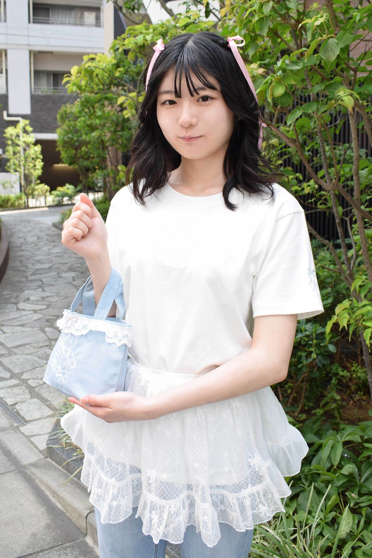 Teddy Petit Lace Tote - BLUE