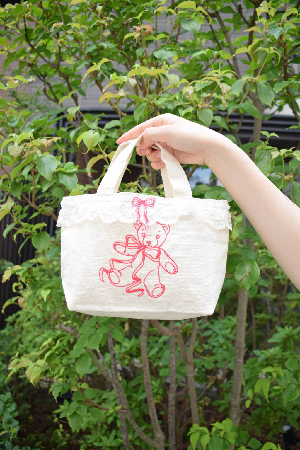 Teddy Petit Lace Tote - NATURAL