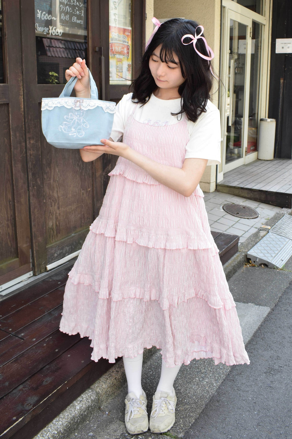 Teddy Petit Lace Tote - BLUE