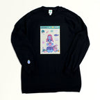 【東京ガンボ】おもしろシール風 晴子ロンTee 　ブラック