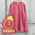 ナスの刺繍ロンT レッド（Eggplant Embroidery Long Sleeve T-shirt Red）