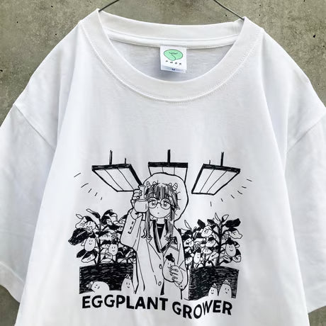 ナス栽培Tシャツ ホワイト（Eggplant Grower T-Shirt White）