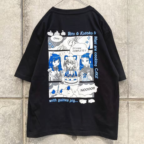 モルケーキ BIGシルエットTシャツ ブラック（Guinea Pig Cake Over Size T-Shirt Black）