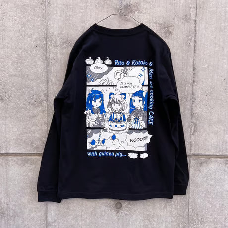 モルケーキ ロンT ブラック（Guinea pig cake long sleeve T-shirt Black）