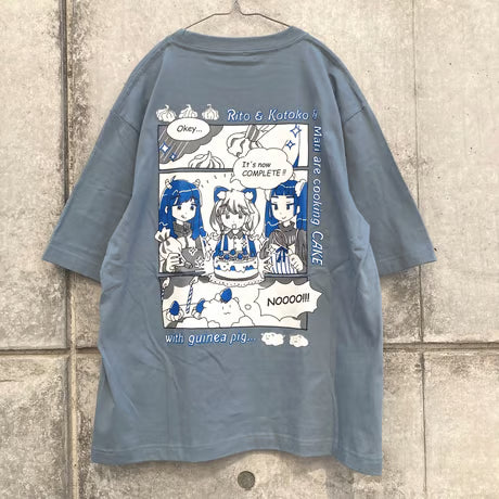 モルケーキ BIGシルエットTシャツ セメントブルー（Guinea Pig Cake Over Size T-Shirt Cement Blue）