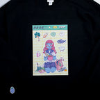 【東京ガンボ】おもしろシール風 晴子ロンTee 　ブラック
