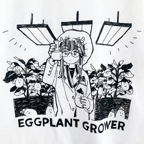 ナス栽培Tシャツ ホワイト（Eggplant Grower T-Shirt White）