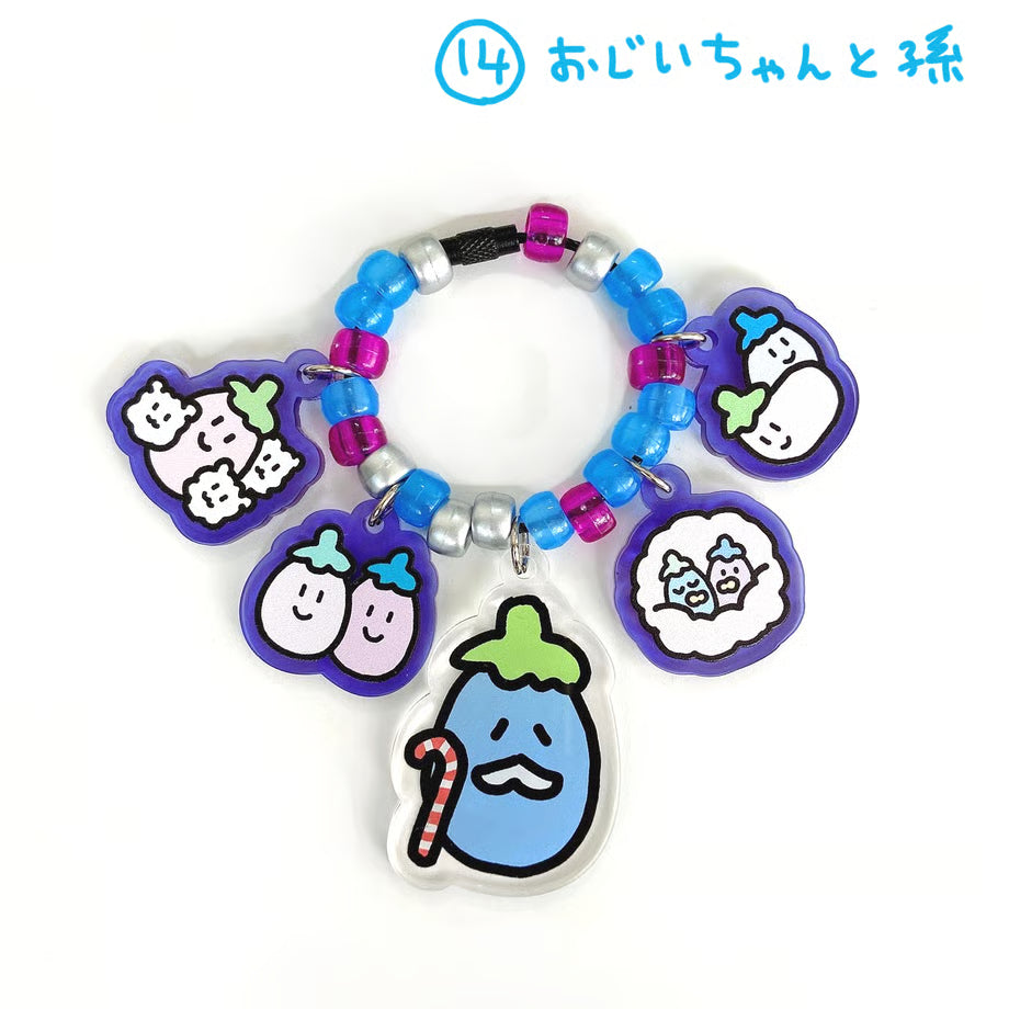 ナスの群れ　アクリルキーホルダー（たなか麦ハンドメイド）