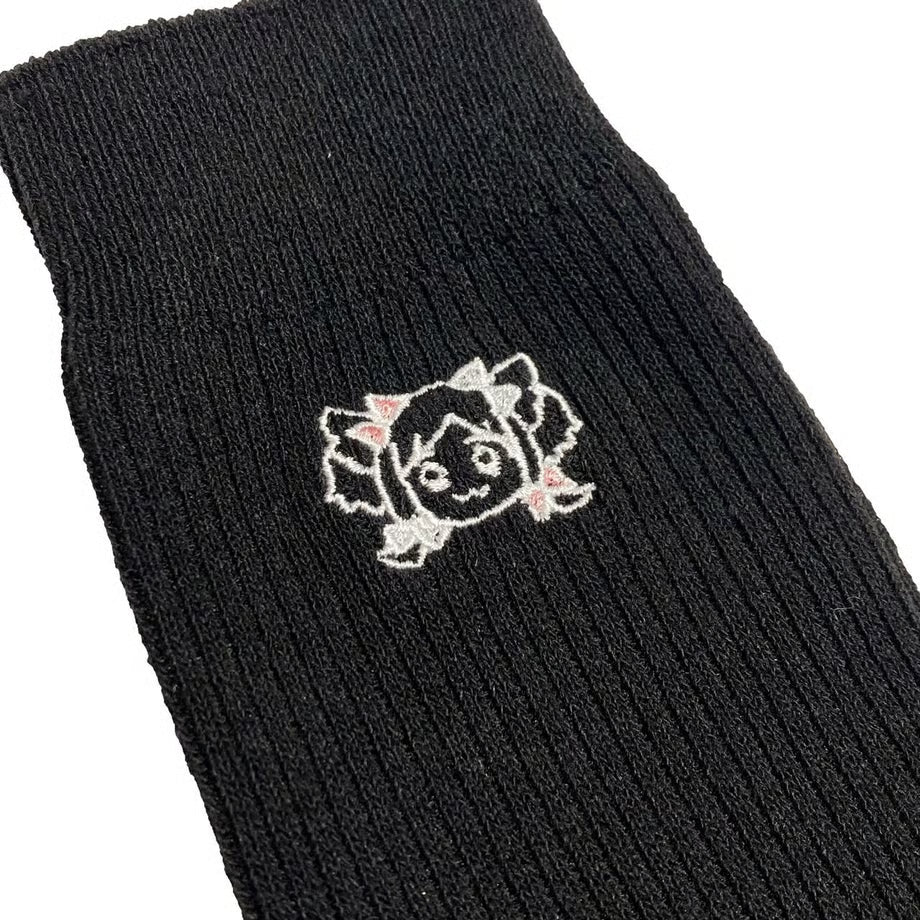 原宿バーチャルパーク　猫吹ケムリ×PARK 刺繍ソックス ブラック