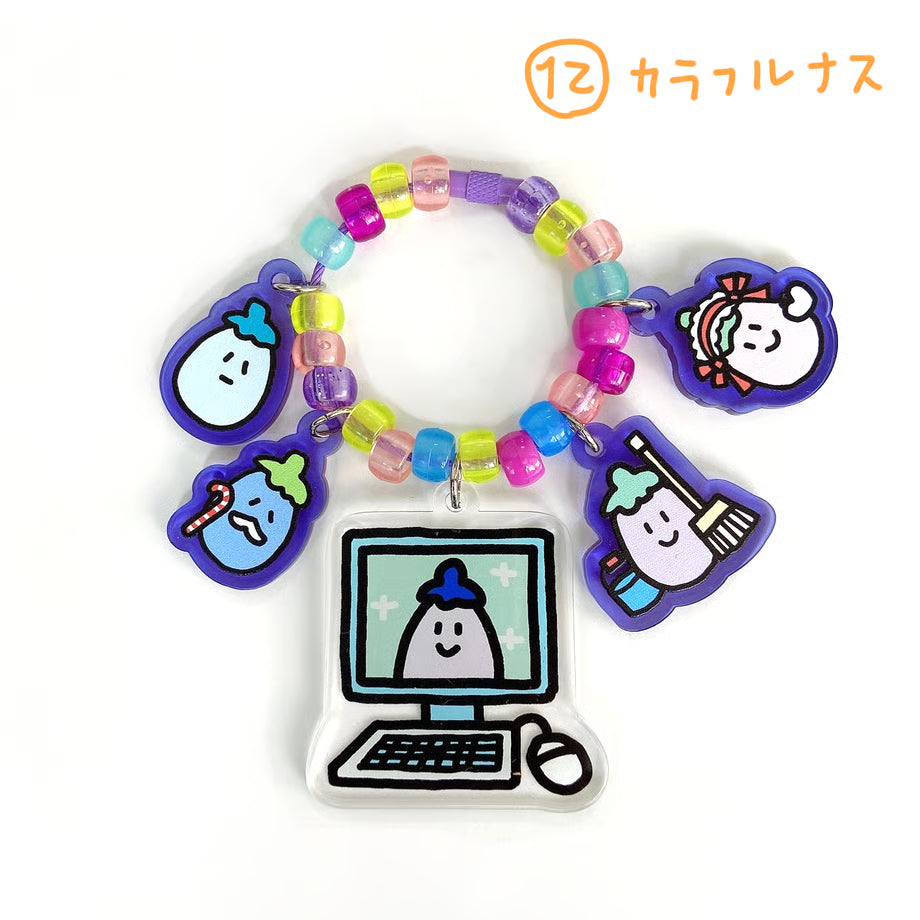 ナスの群れ　アクリルキーホルダー（たなか麦ハンドメイド）