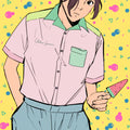 【宇宙サマー】MELON MELON COLORBLOCK BUTTON DOWN