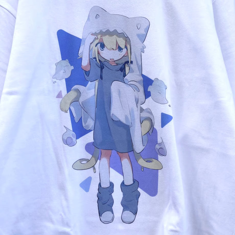 【ゆーきん】ねこおばけ　ロングスリーブTシャツ