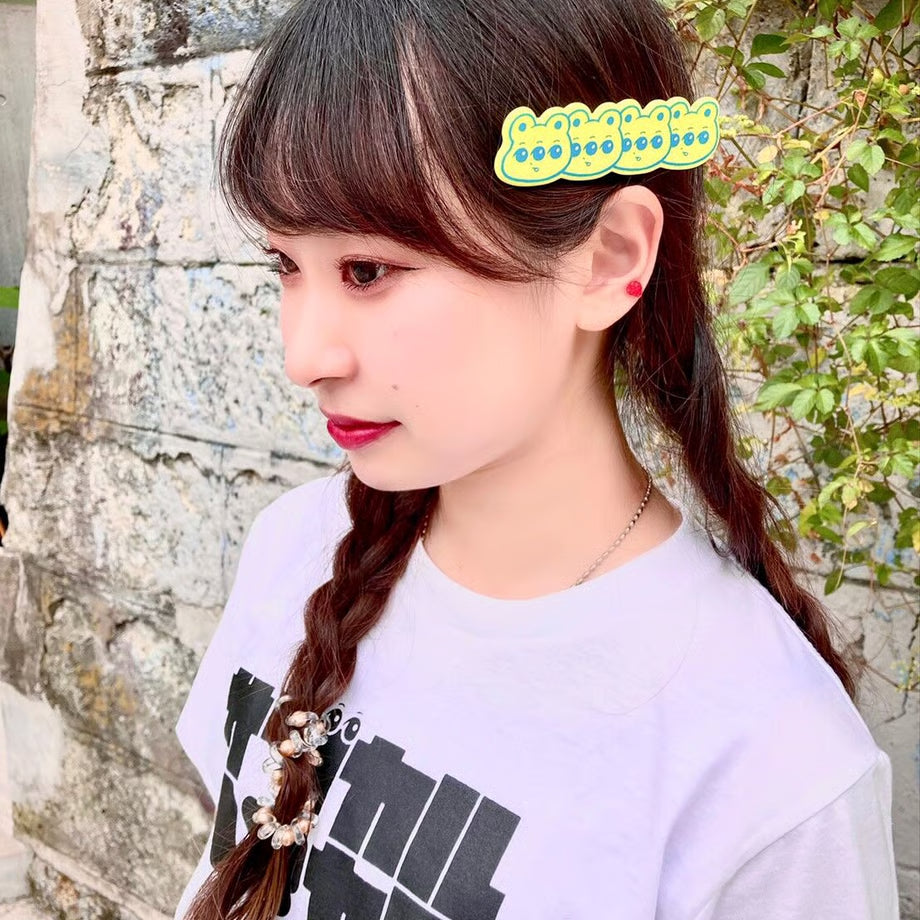 平行×PARK　くまめバレッタピン blue